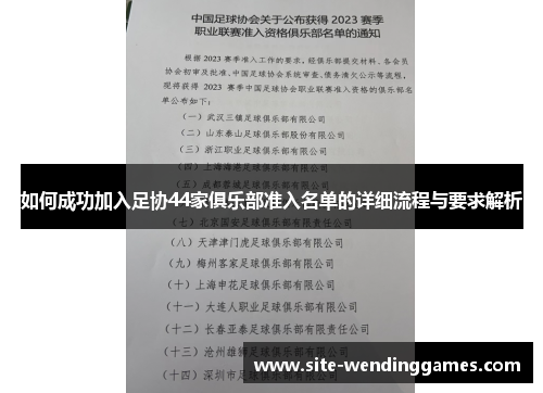 如何成功加入足协44家俱乐部准入名单的详细流程与要求解析