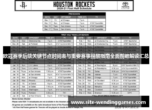 欧冠赛季后续关键节点时间表与重要赛事提醒指南全面前瞻解读汇总